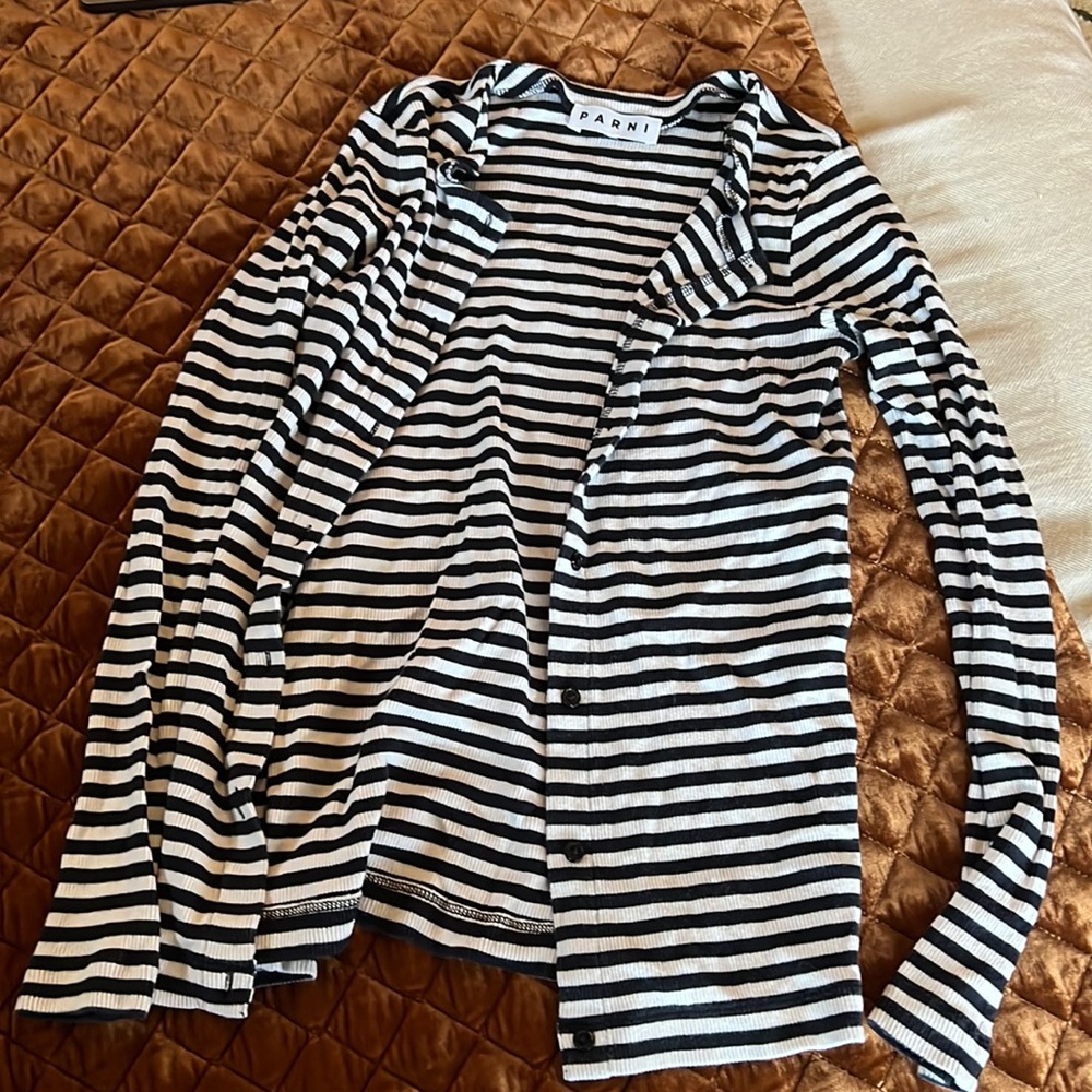 Parni fitted striped cardigan top